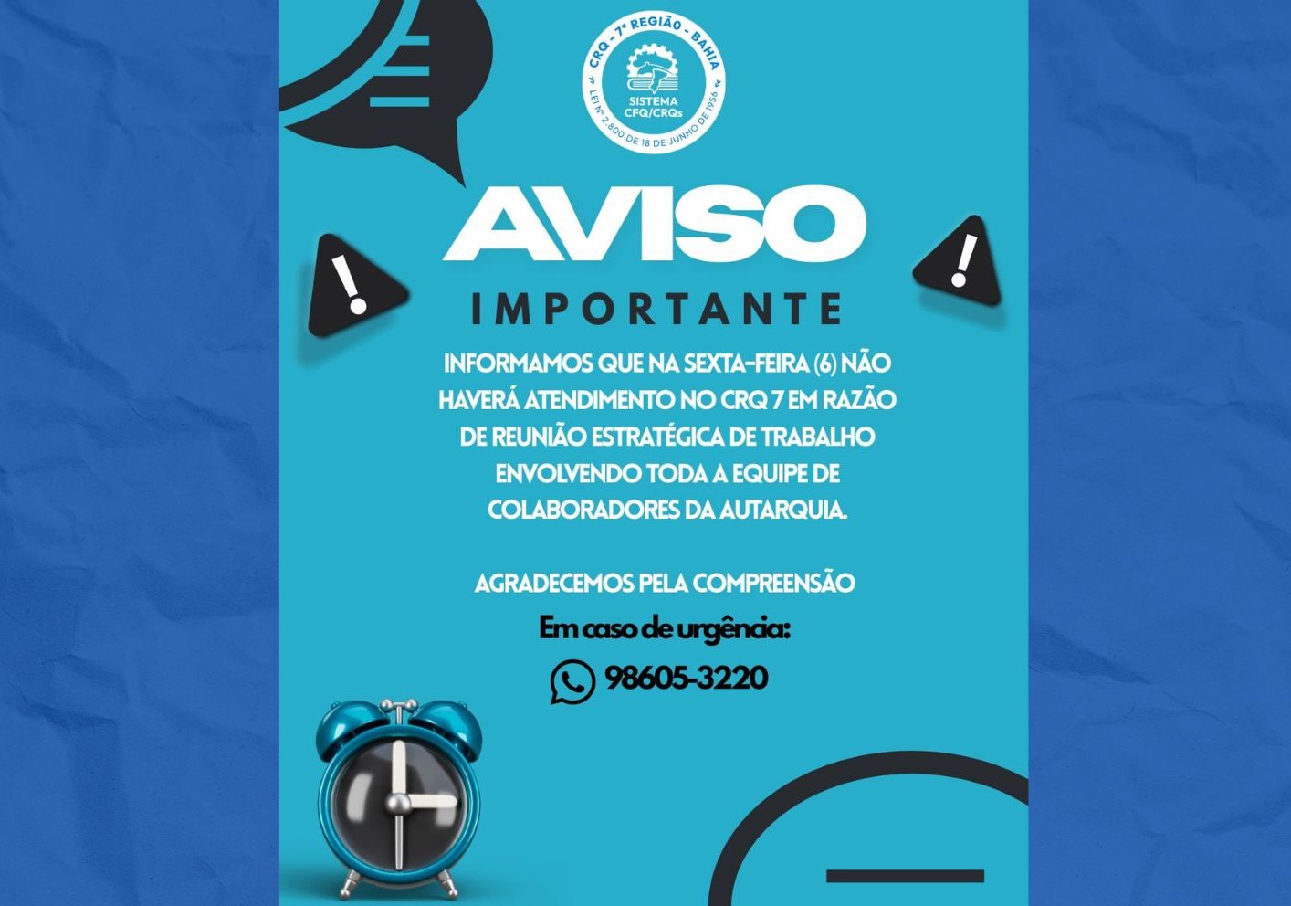 AVISO DE REUNIÃO ESTRATÉGICA DE TRABALHO 